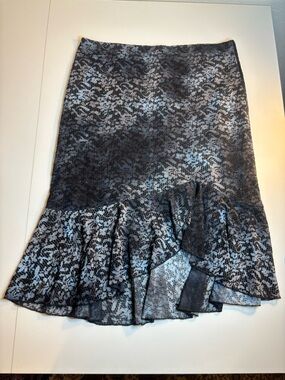 Von Mozart black & gray floral lace Y2K skirt with sparkles and ruffles
